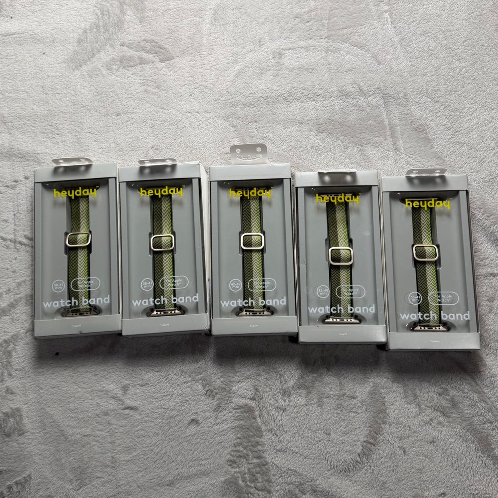 Lot‎ of 5 Heyday Apple Watch Bands Green Chevron Fabric 38-41mm 42-49mm NEW